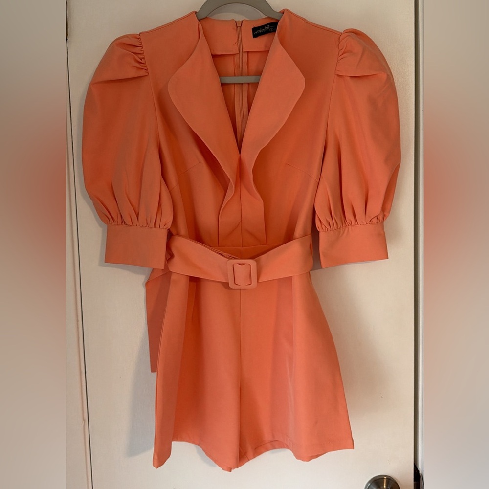 On twelfth Chic Orange Puff Sleeve romper